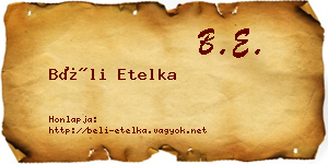 Béli Etelka névjegykártya